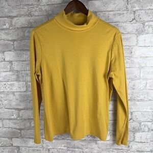 L.L‎ Bean 100% Supima Cotton Turtleneck Yellow Mustard Gold Long Sleeve Size L
